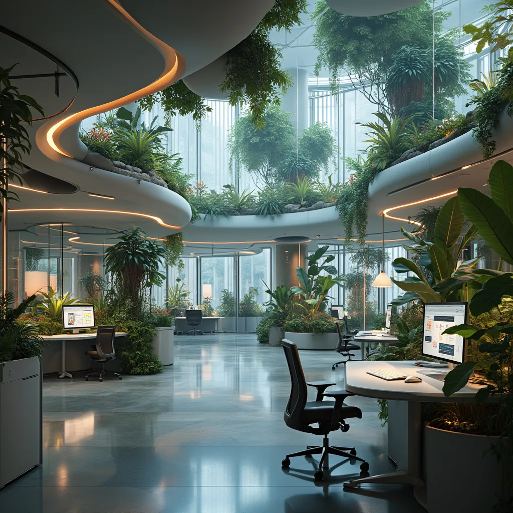 Oficina futurista con tecnología integrada